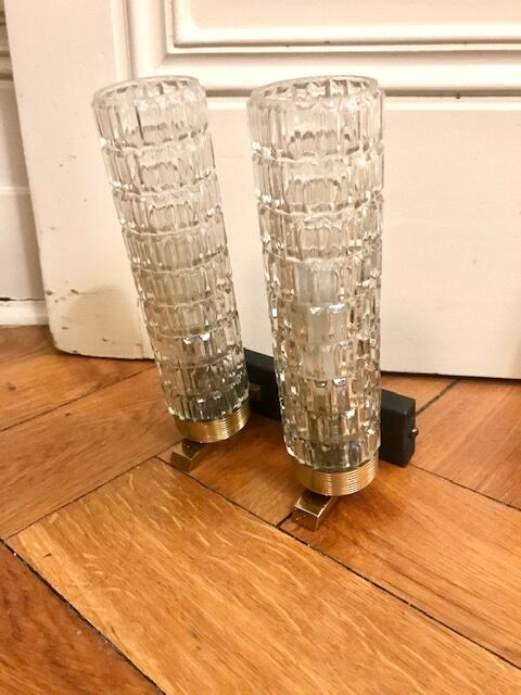 Pair of double glass wall light
