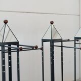 Wooden and brass coat rack, set of 4, 1970s