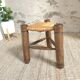 Tabouret bois paille tripode Charles Dudouyt