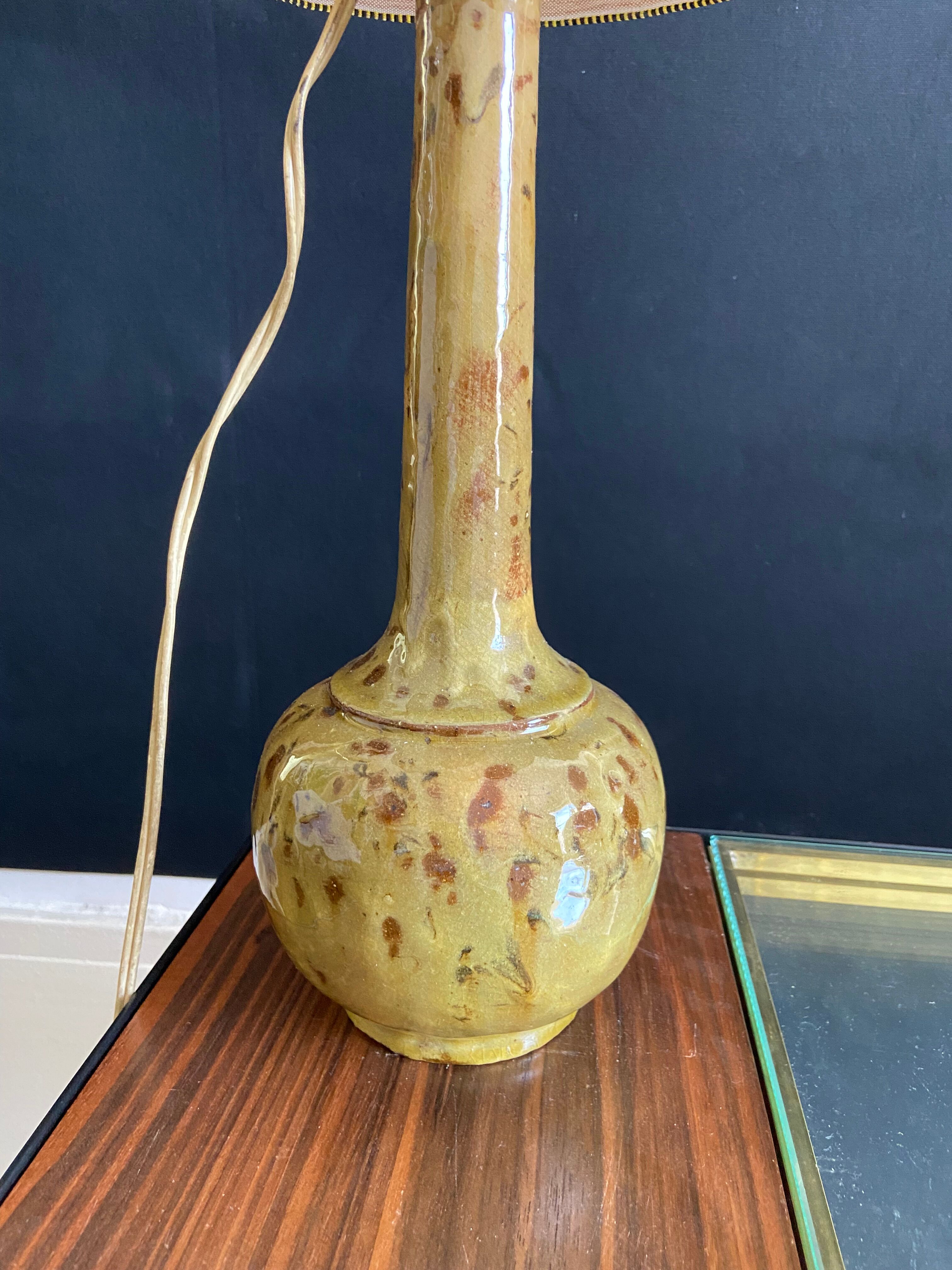 Lampe vintage céramique tuilerie normande Comptet Bavent 50 60 vintage