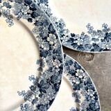 6 Sarreguemines flat plates in blue ironstone, "Récamier" service
