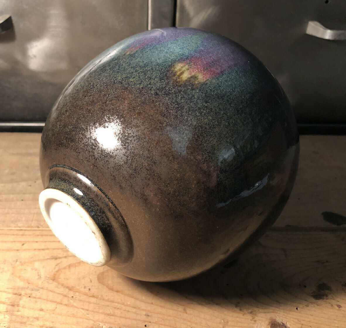 Enamelled ceramic vase signed Anne Marie Donaint Merlimont