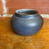 Vintage Blue-Brown Ceramic Ball Vase, Made in France