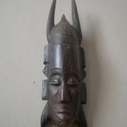 Carved wooden mask, vintage tribal decoration object, African art