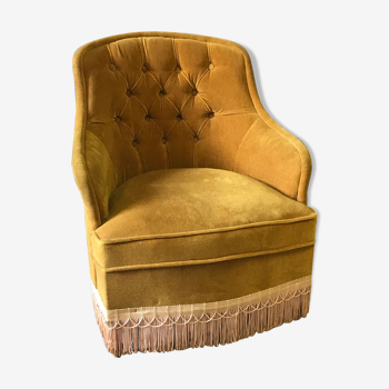 Fauteuil crapaud vieil or