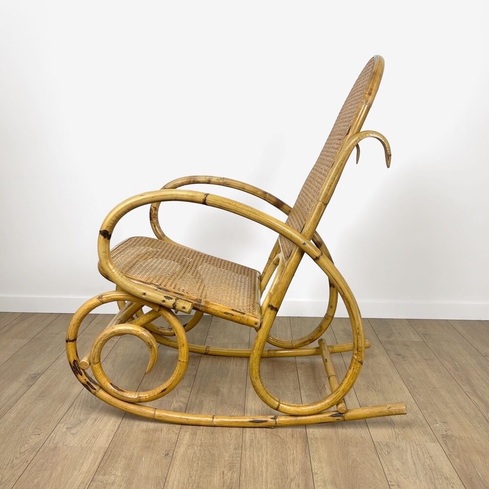 Rocking Chair rattan and canning 70's