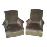 Fauteuils anglais vert olive