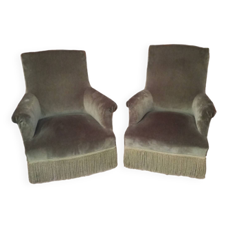 Olive green English armchairs