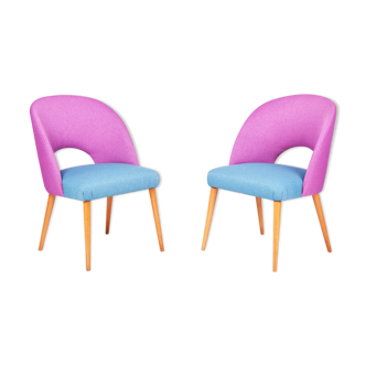 Fauteuils roses et bleus fabriqués en Tchéquie des années 50