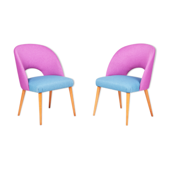 Pink and blue mid century armchairs made in 50 czechia