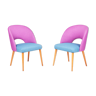 Pink and blue mid century armchairs made in 50 czechia