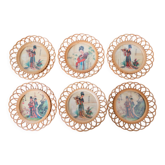 Sous-verres vintage Geisha en osier