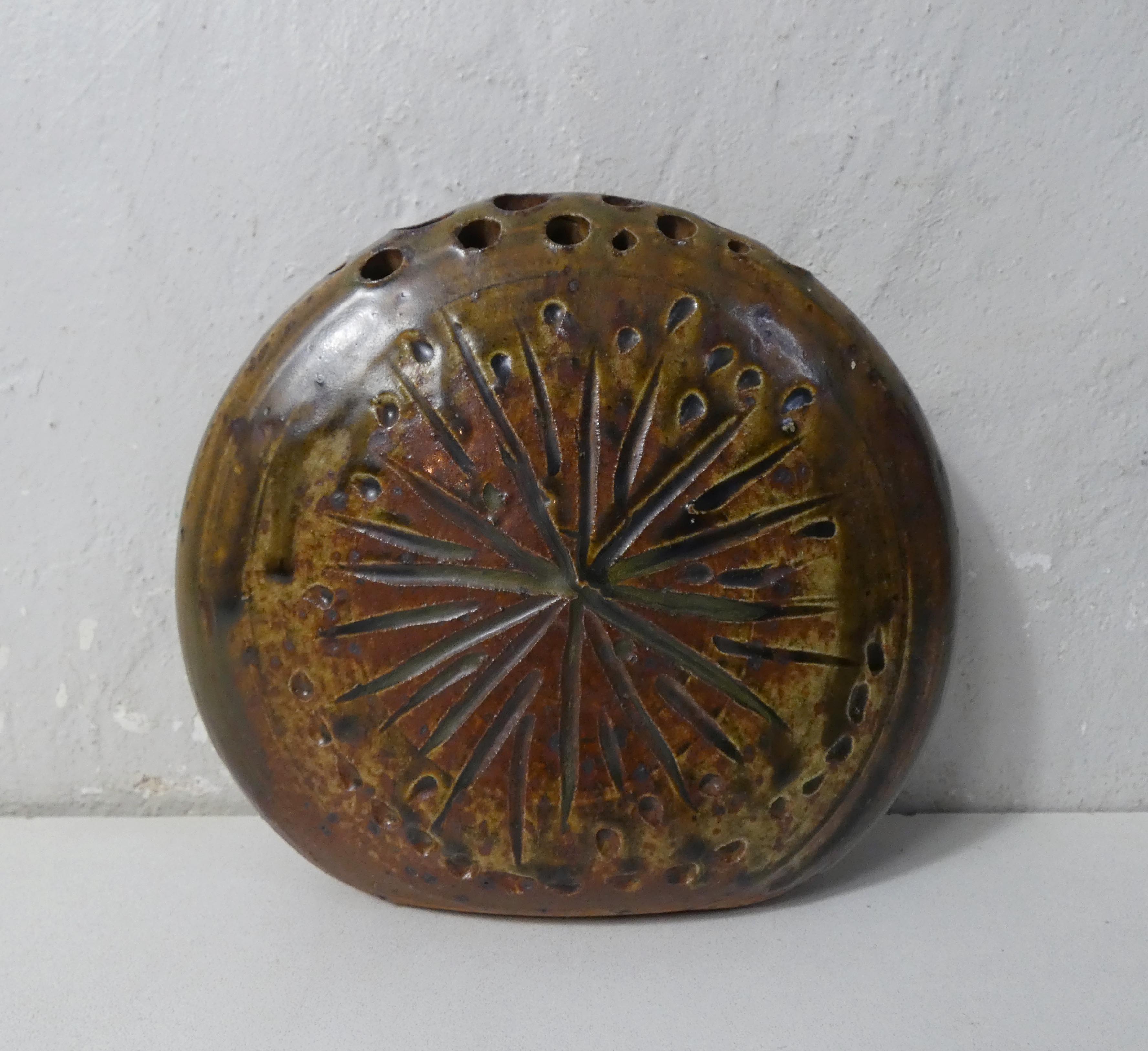 Bouquet stoneware wall vase signed jb
