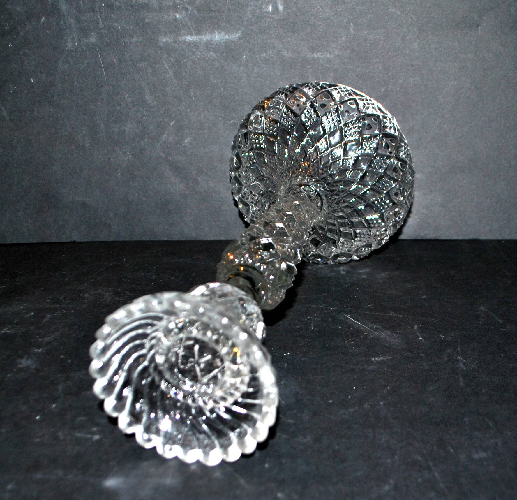 Diamant candlestick candle holder in molded pressed glass by Portieux Vallerysthal