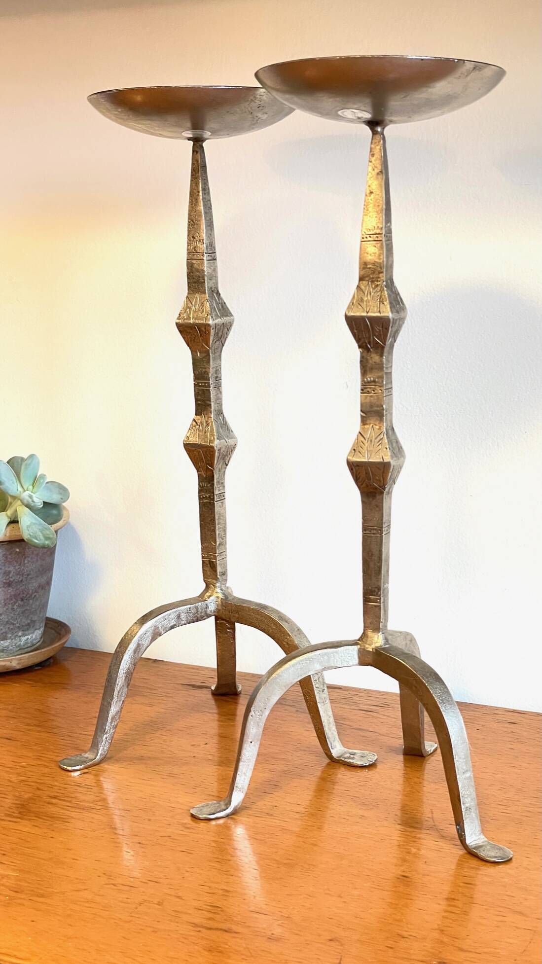 Large Paris steel candle holders