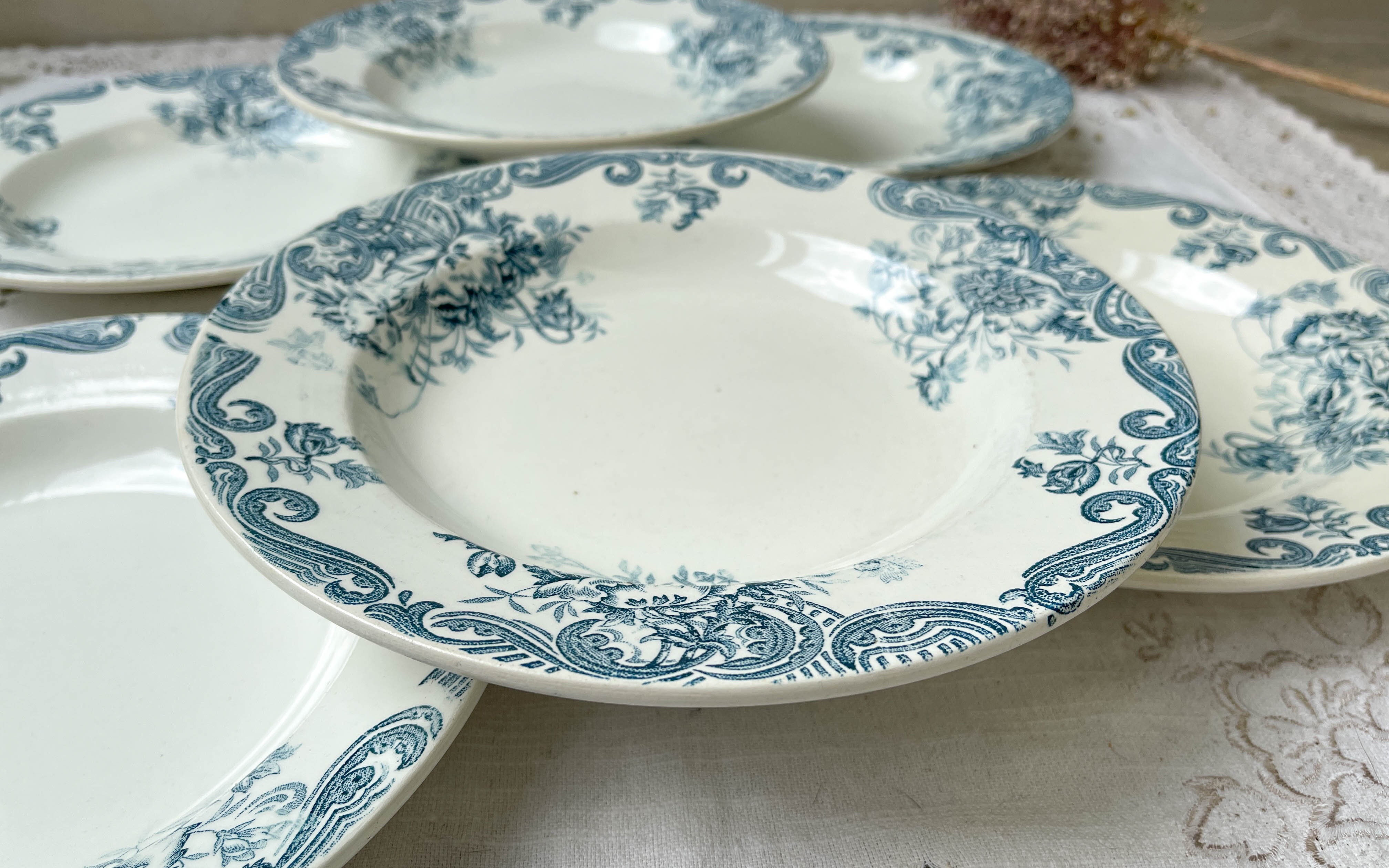 6 assiettes creuses vintage terre de fer clairefontaine modèle "pavot"