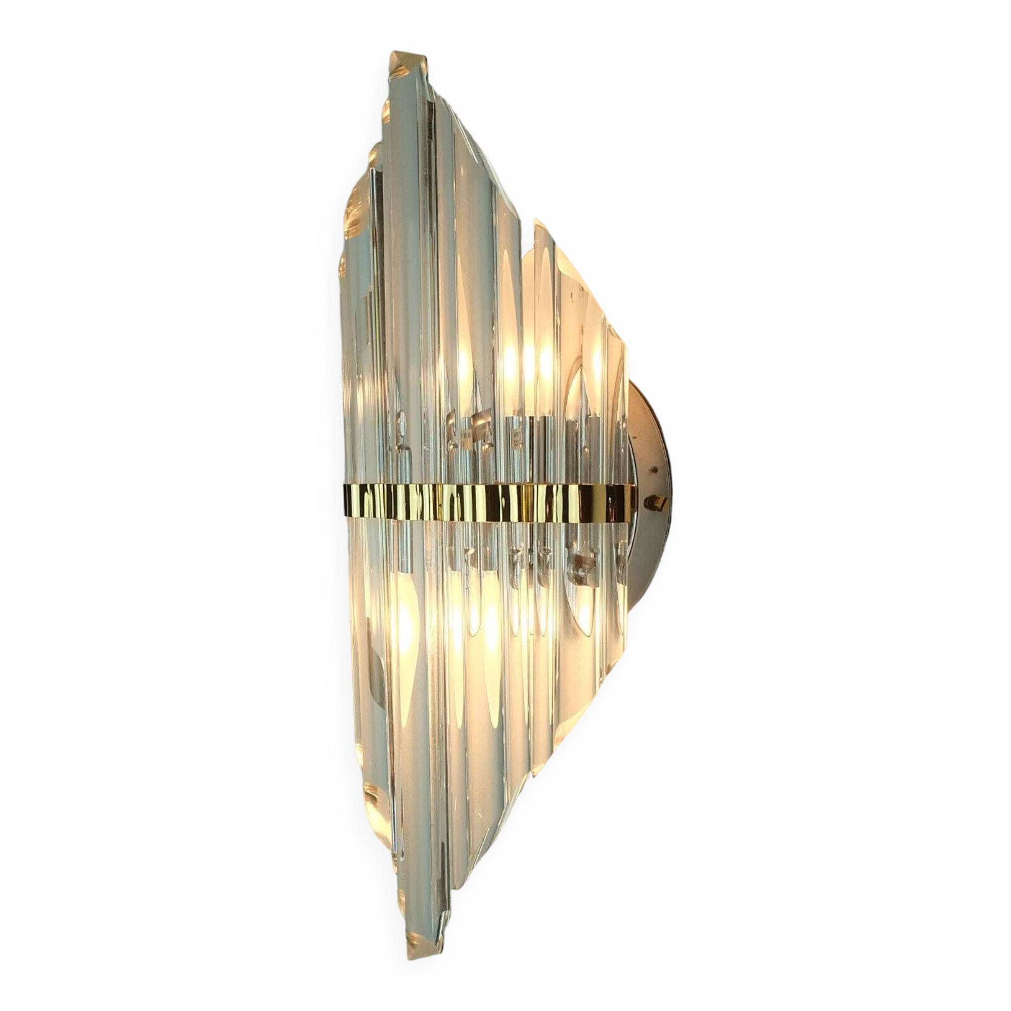 Mid century wall sconce glass rods and metal hollywood regency style