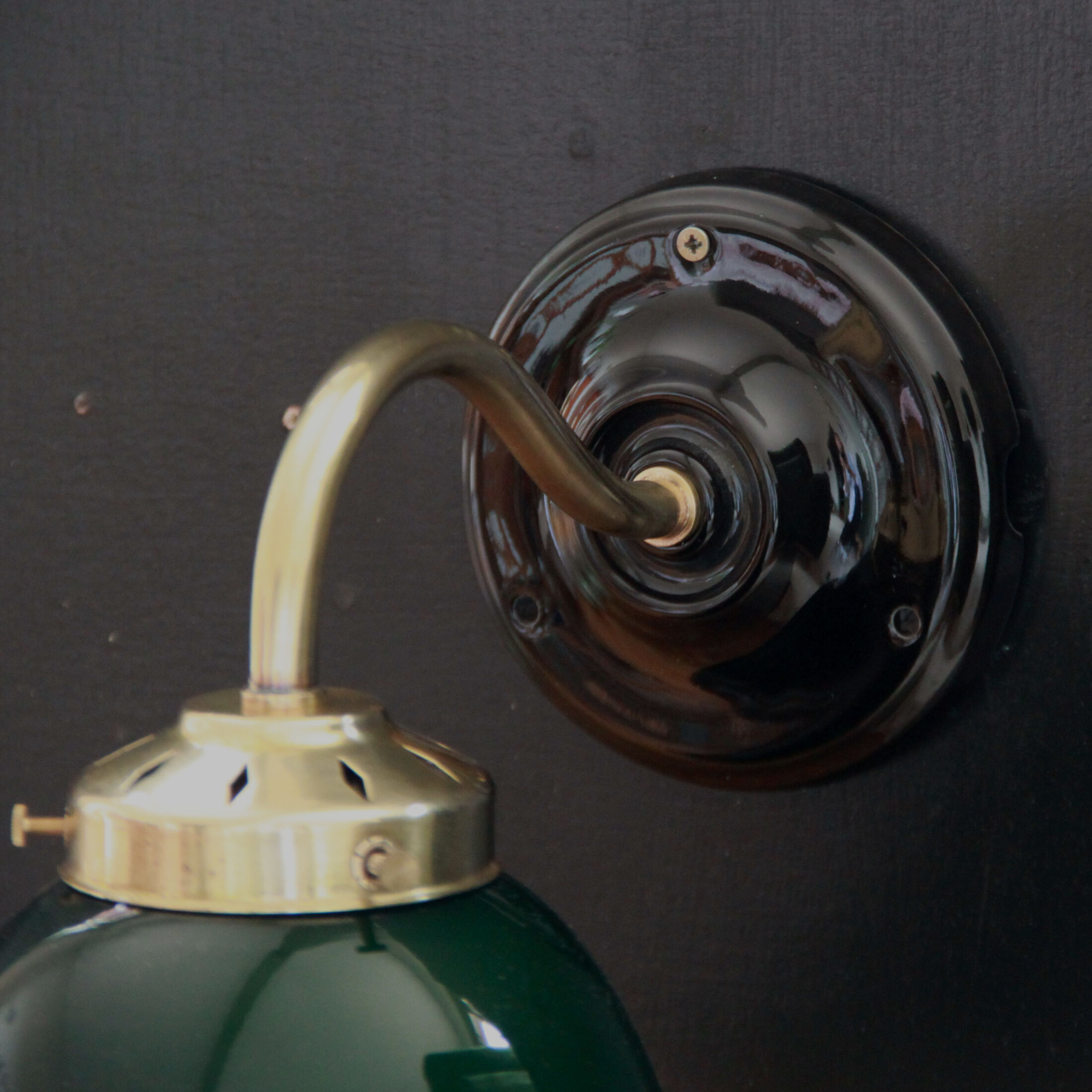 Opaline green porcelain and brass wall lamp