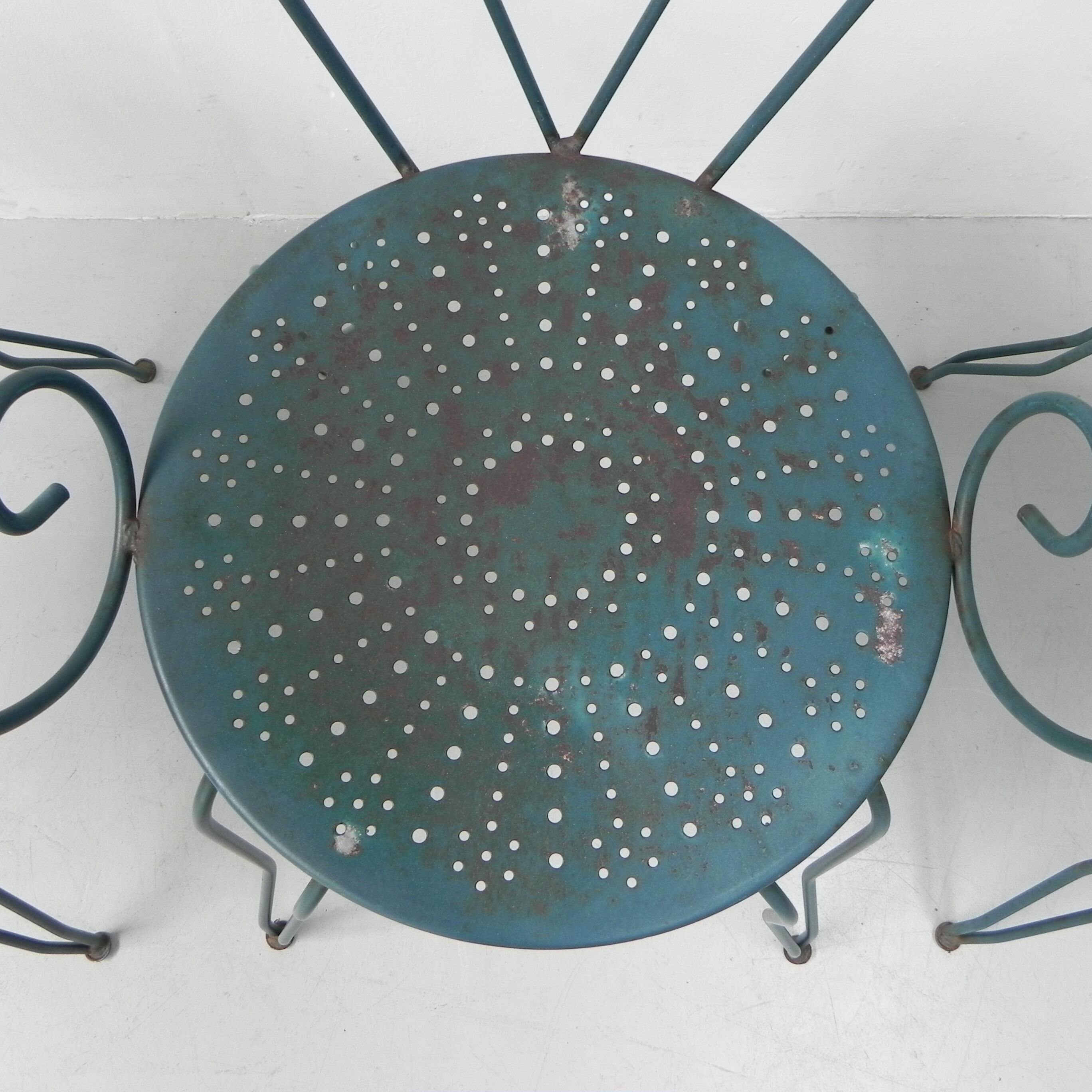 Ensemble de 4 chaises de jardin vintage en acier