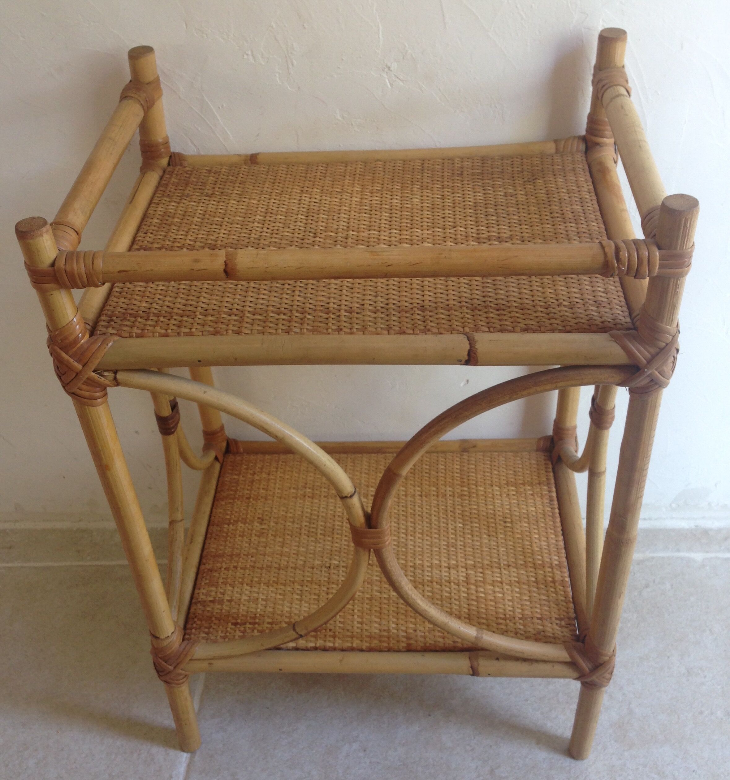 Bedside table vintage rattan