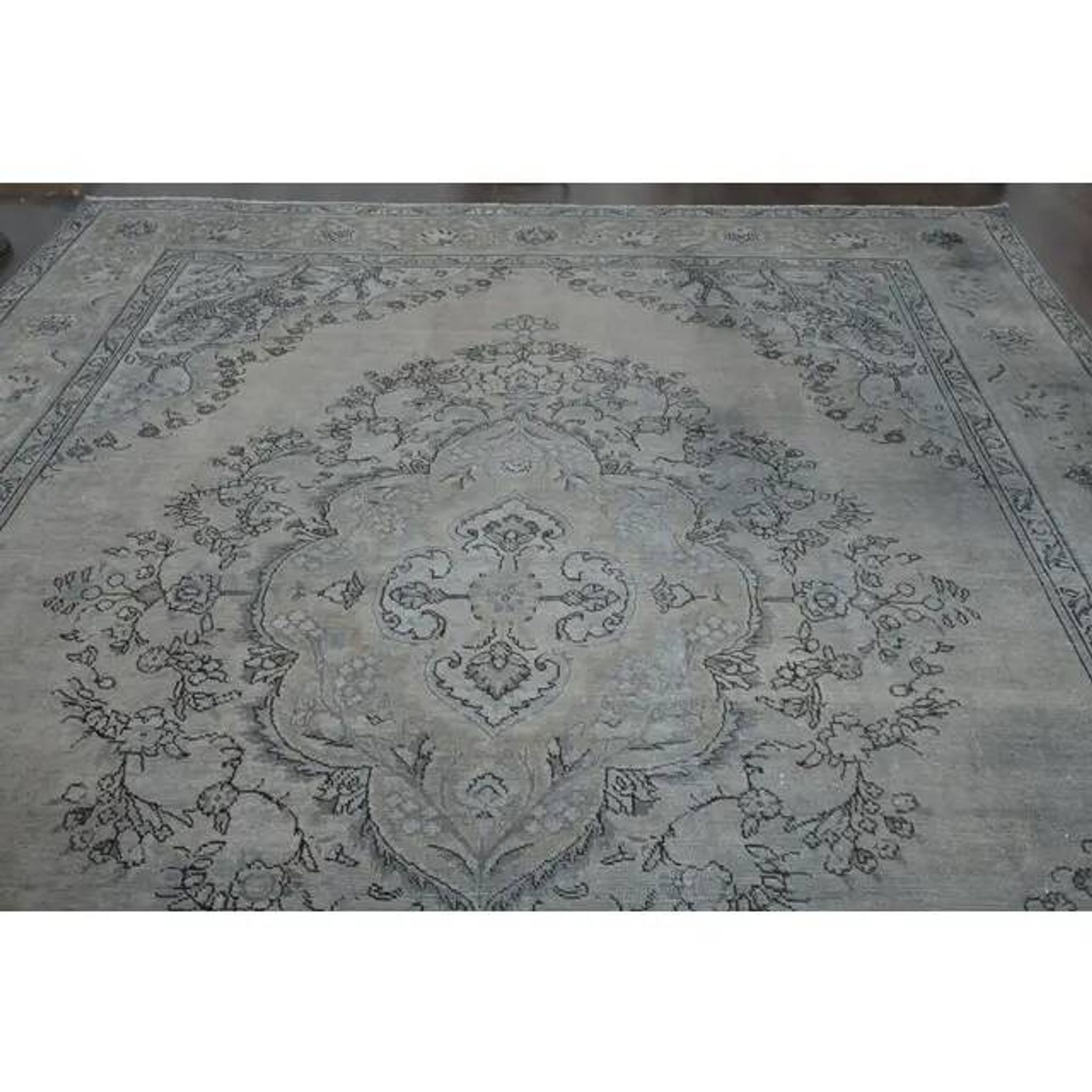1970s Vintage Persian Handmade Wool Cotton Brown Area Rug 300x380