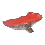 Red ceramic fruit bowl & vintage wood imitation from the 1960s