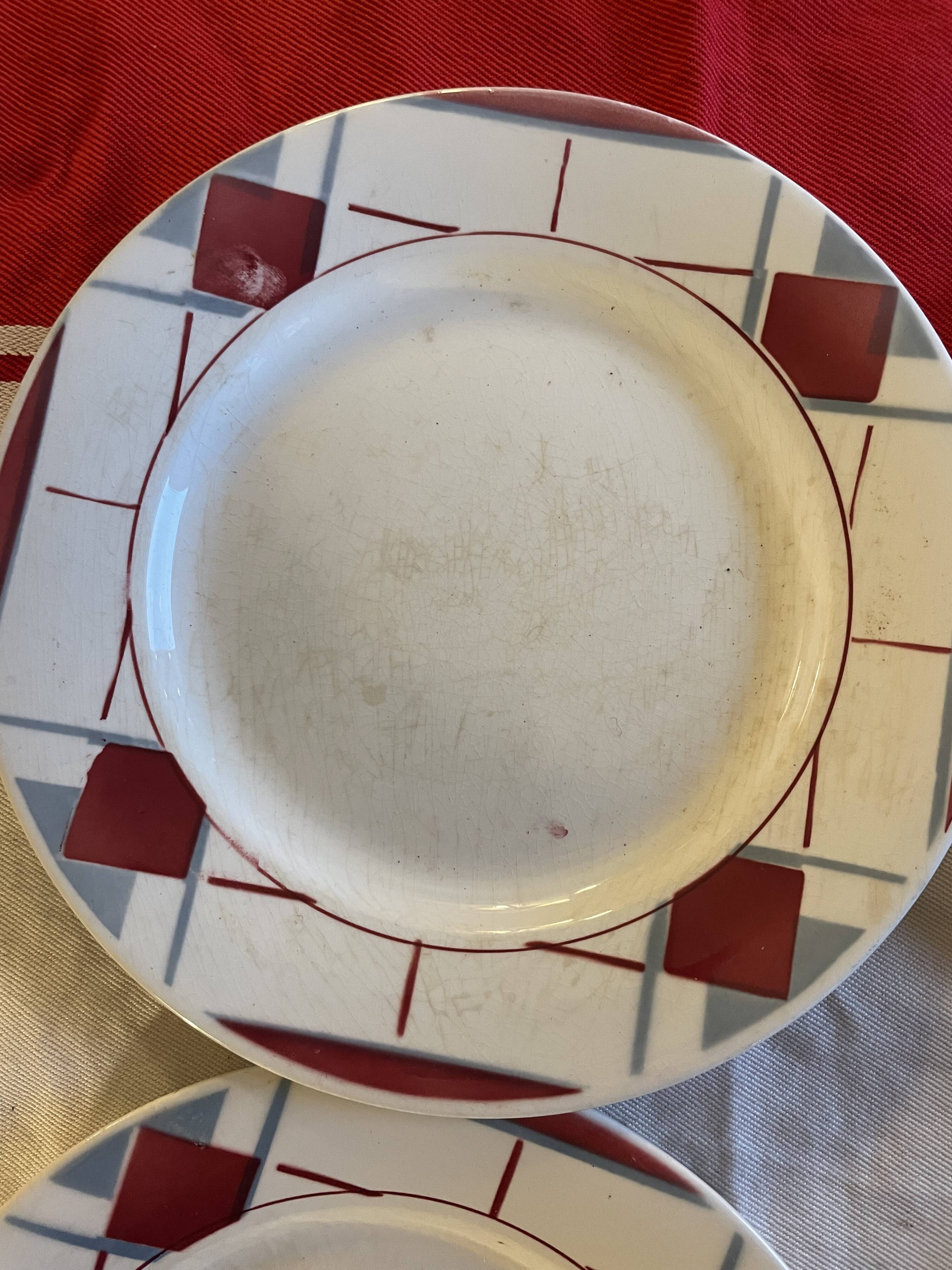 Set of 6 old Digoin plates in Sarreguemines earthenware