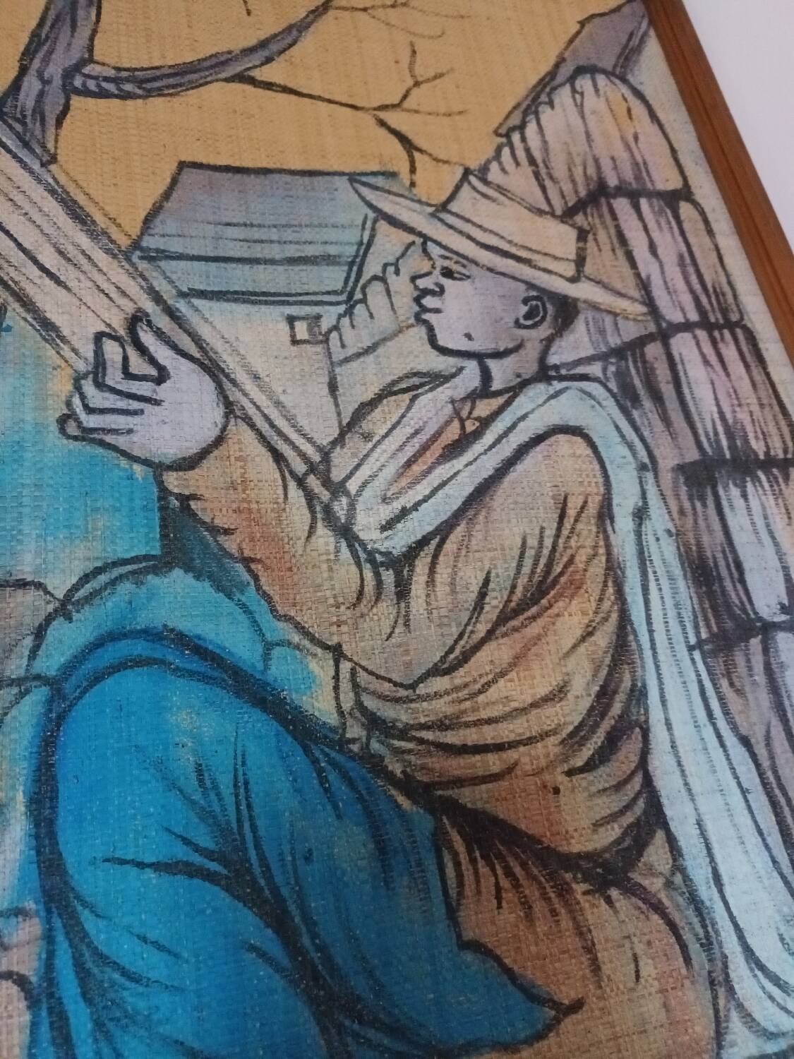 Vintage Madagascar figurative painting