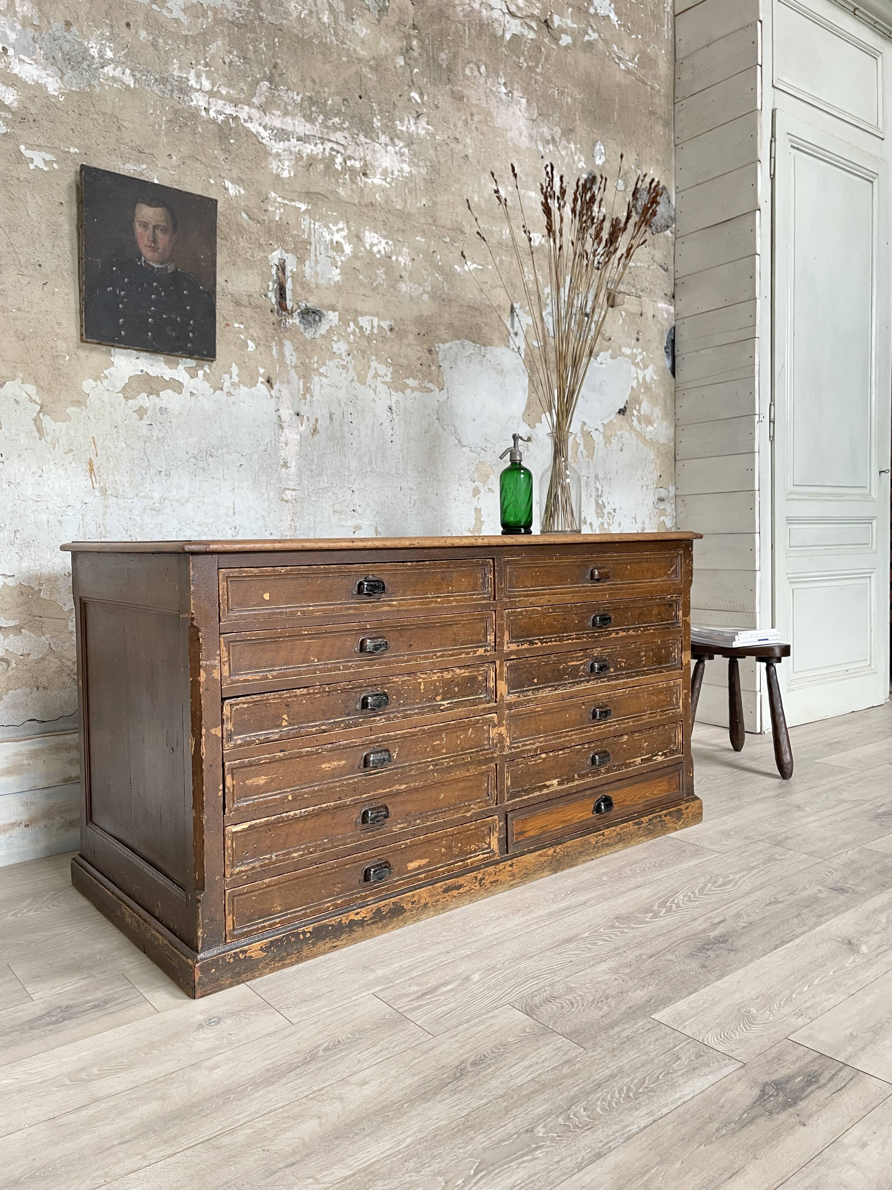 Double-sided trade counter with drawers, circa 1900