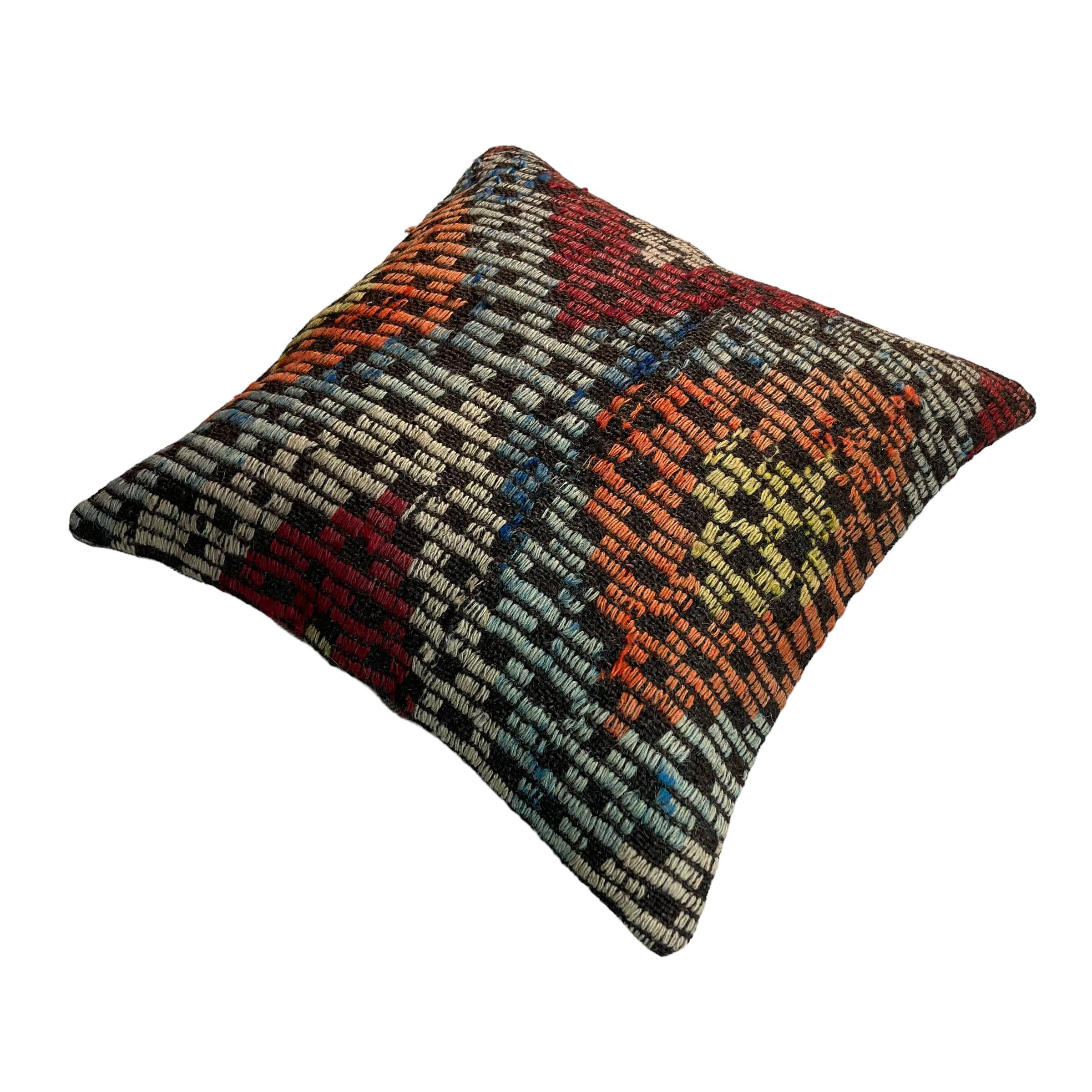 VINTAGE TURKISH KILIM CUSHION COVER , 45 X 45 CM