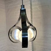 Vintage Space Age chrome and glass chandelier from the 1970s.