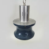 Vintage blue and gray pendant lamp in metal and plastic year 70