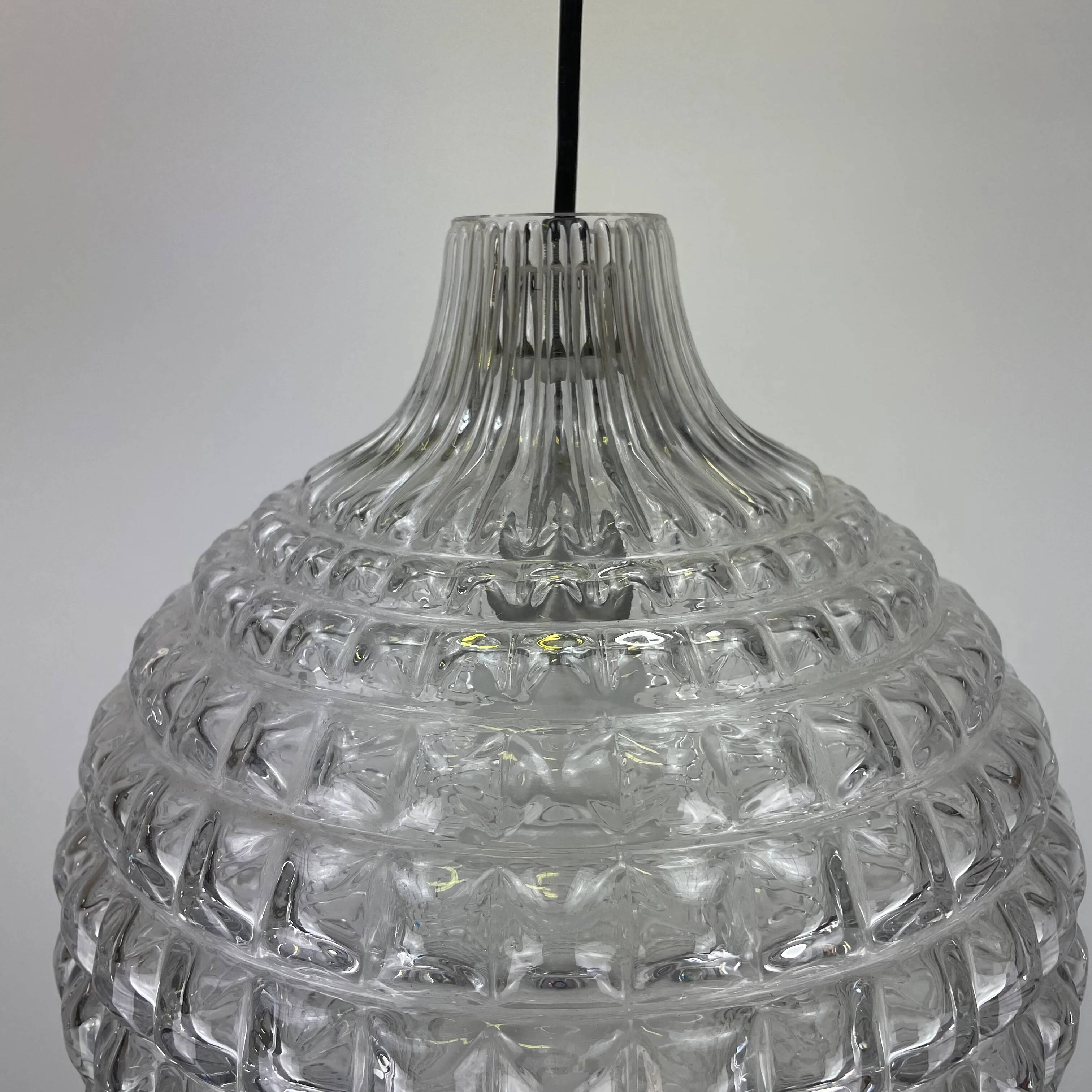 Crystal glass pendant lamp by Peill & Putzler 1960