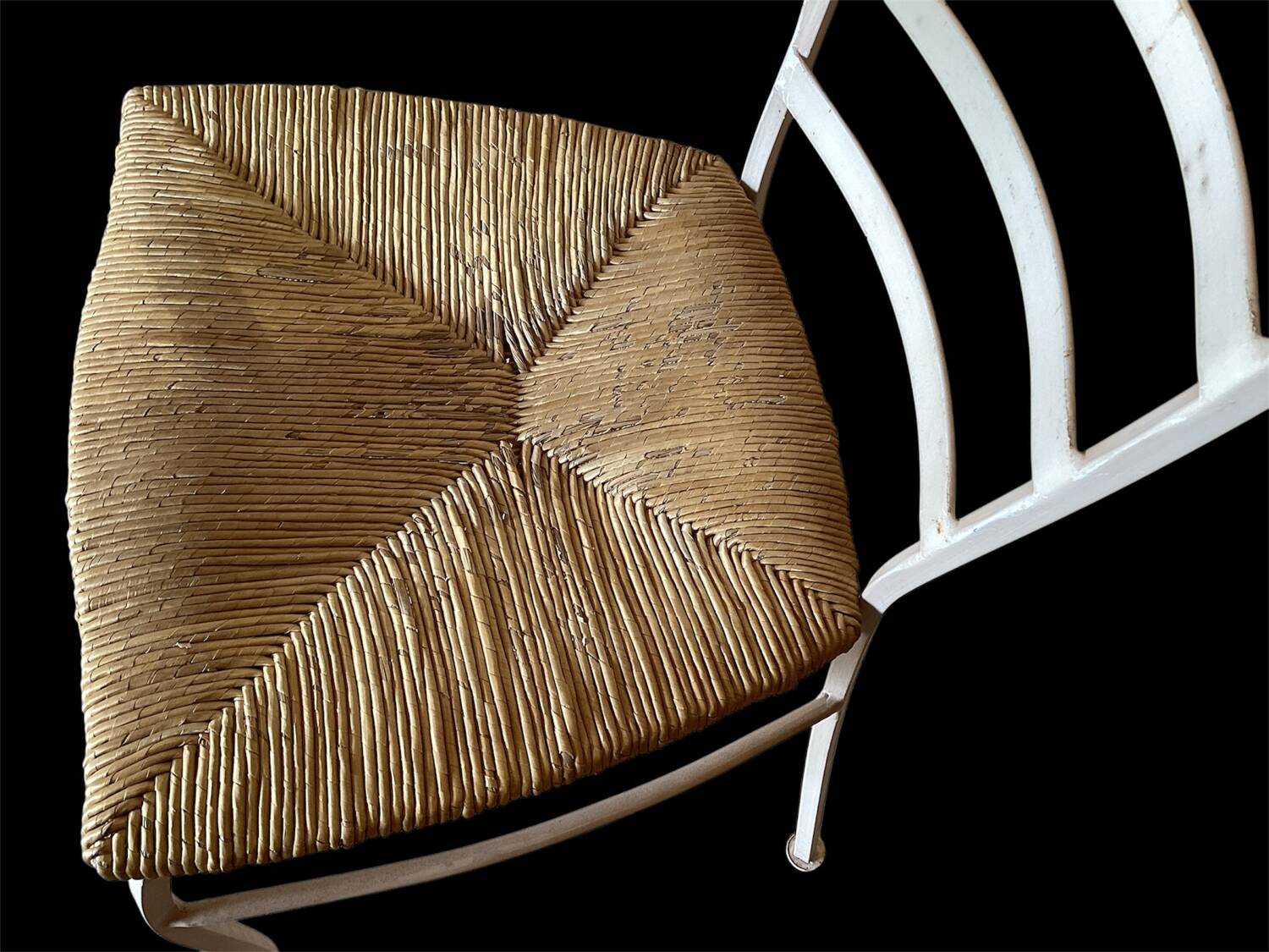 Round wrought iron table, wood & glass