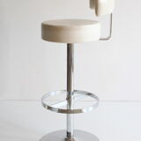 Chrome bar stool in white skai, 1960s.