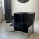Cubes rétro des années 1970, bar et cabinet de rangement en noir et acier par Roberto Monsani