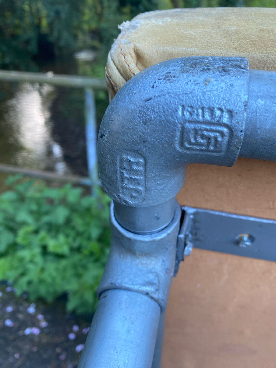 Individual leather and metal design bench