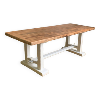 Raw wood table top.