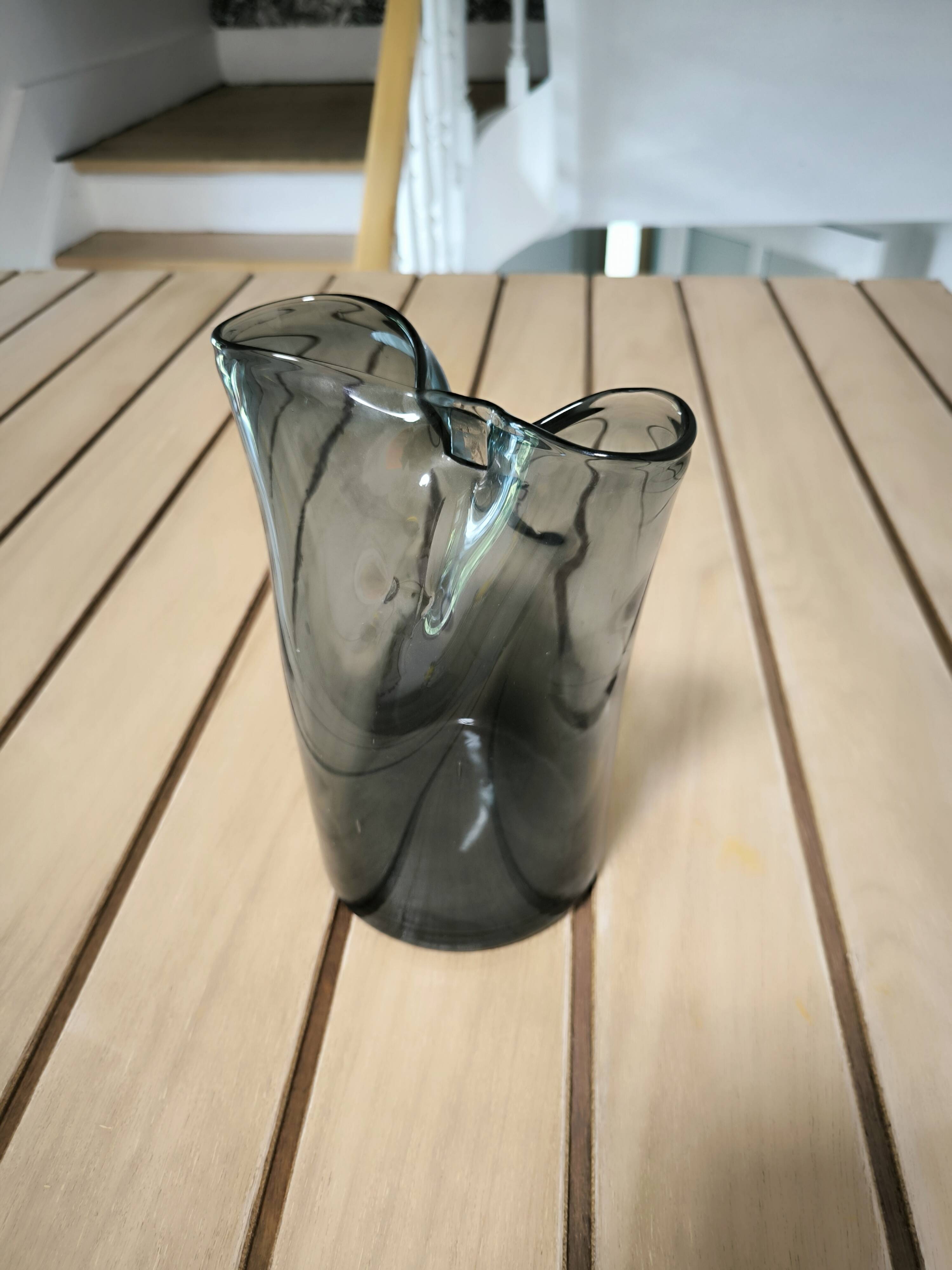 Smoked glass vase with blue gradient