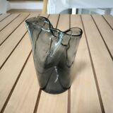 Smoked glass vase with blue gradient