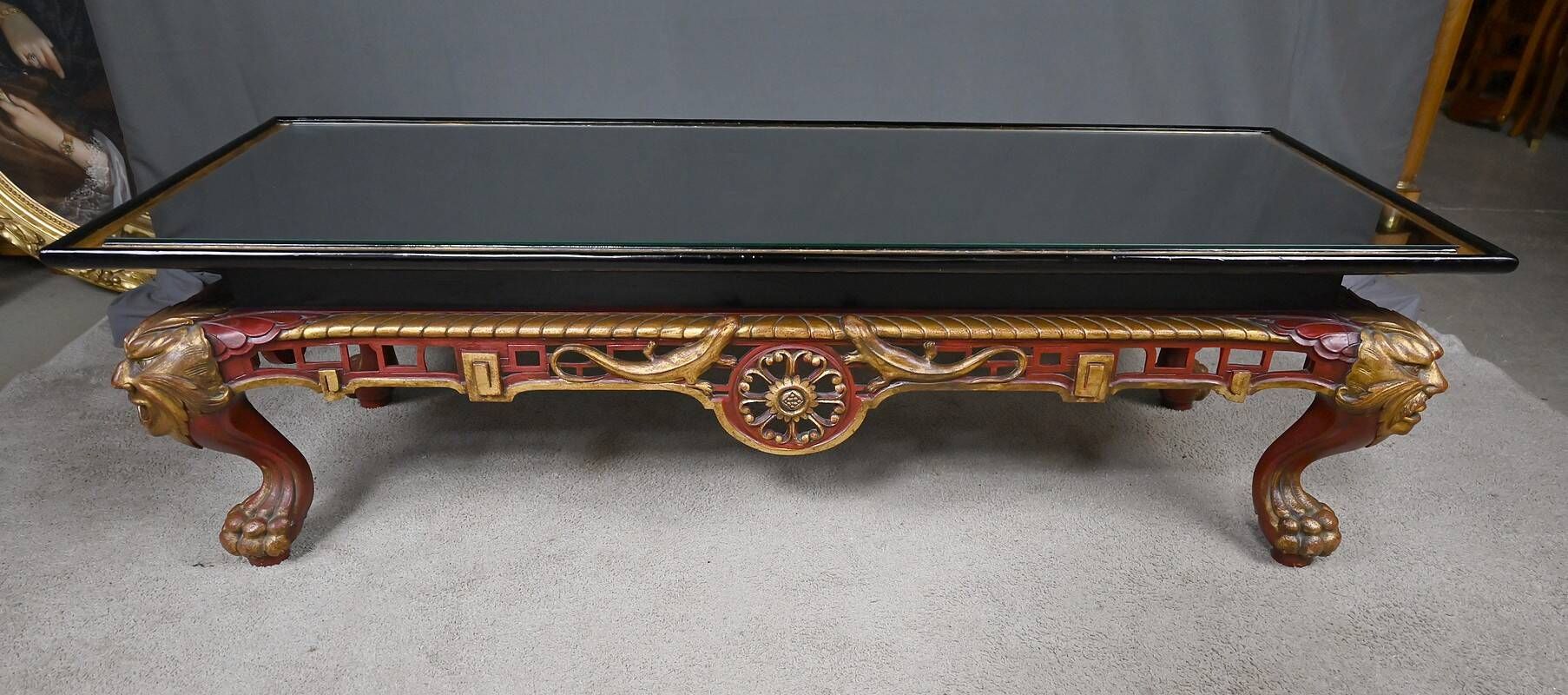 Large Imperial Coffee Table with Glass Top, China – 20th Century