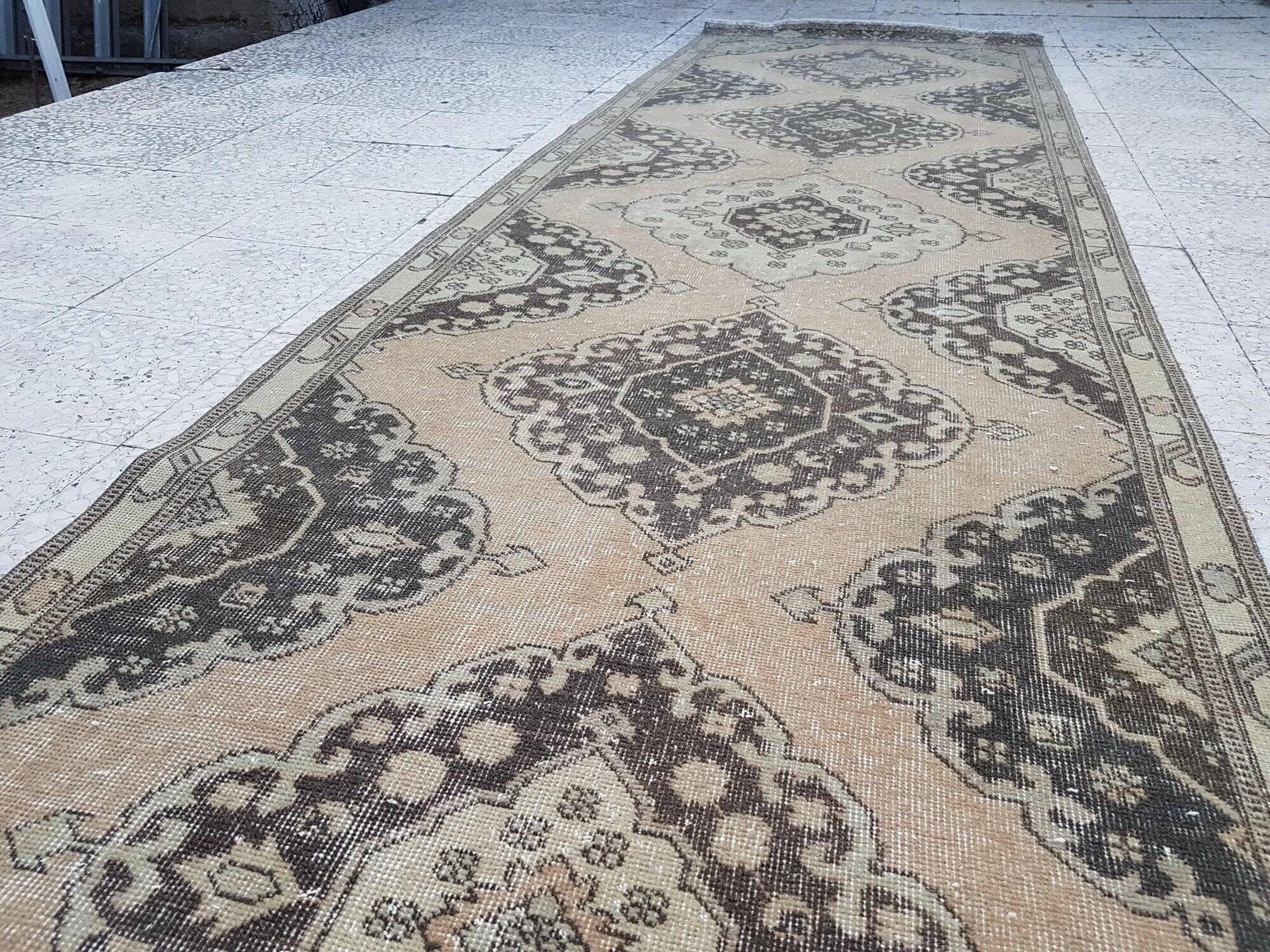 Vintage Turkish hallway rug 106x379 cm