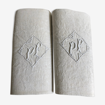Pair of damask table napkins, monogram