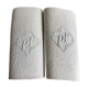 Paire de torchons damassés, monogramme