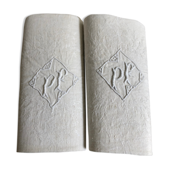 Pair of damask table napkins, monogram