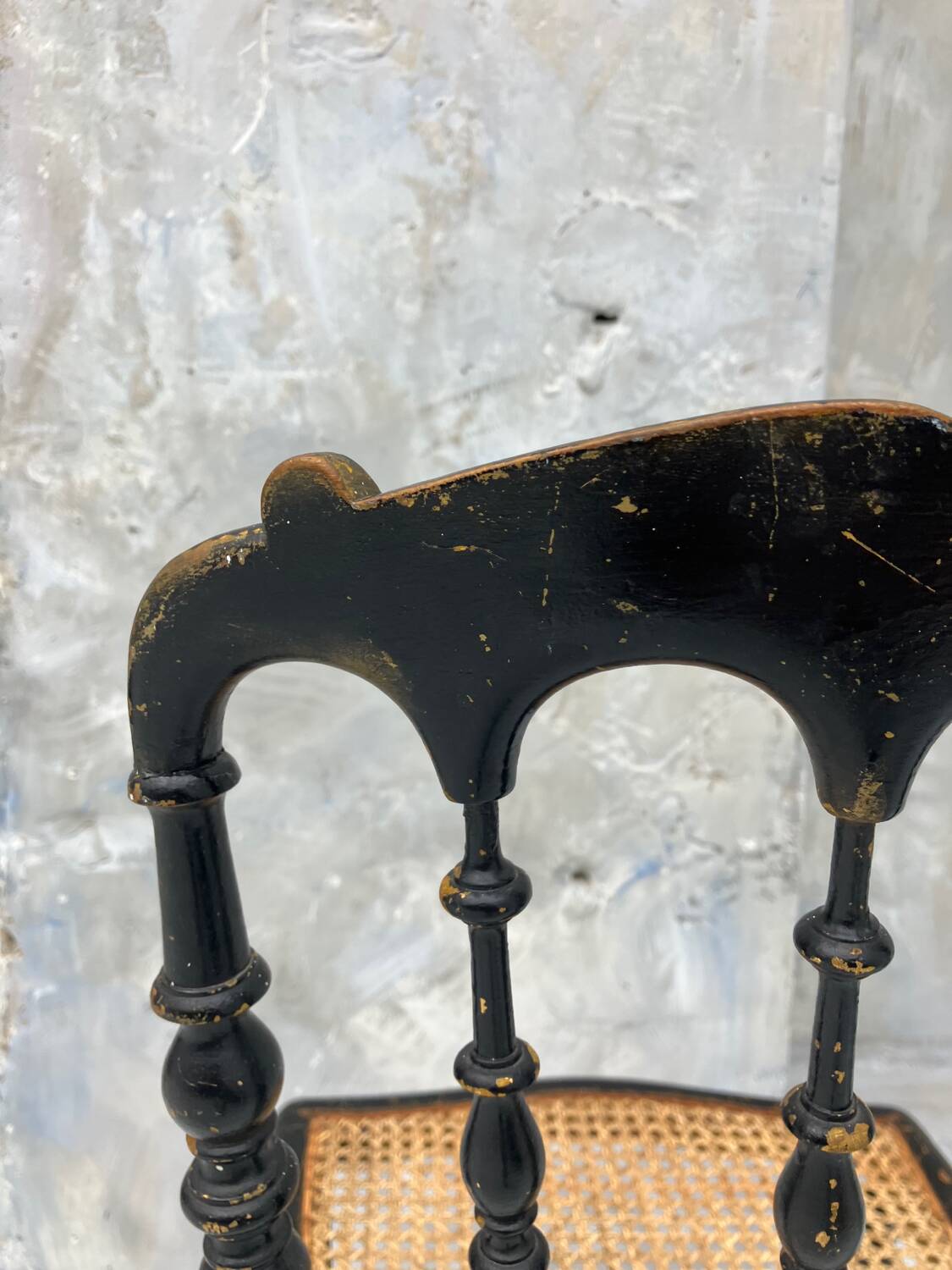 Napoleon III chair in blackened wood and cane