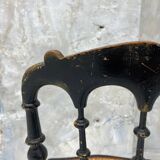 Napoleon III chair in blackened wood and cane