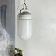 Industrial suspension in white glass and porcelain, vintage model.