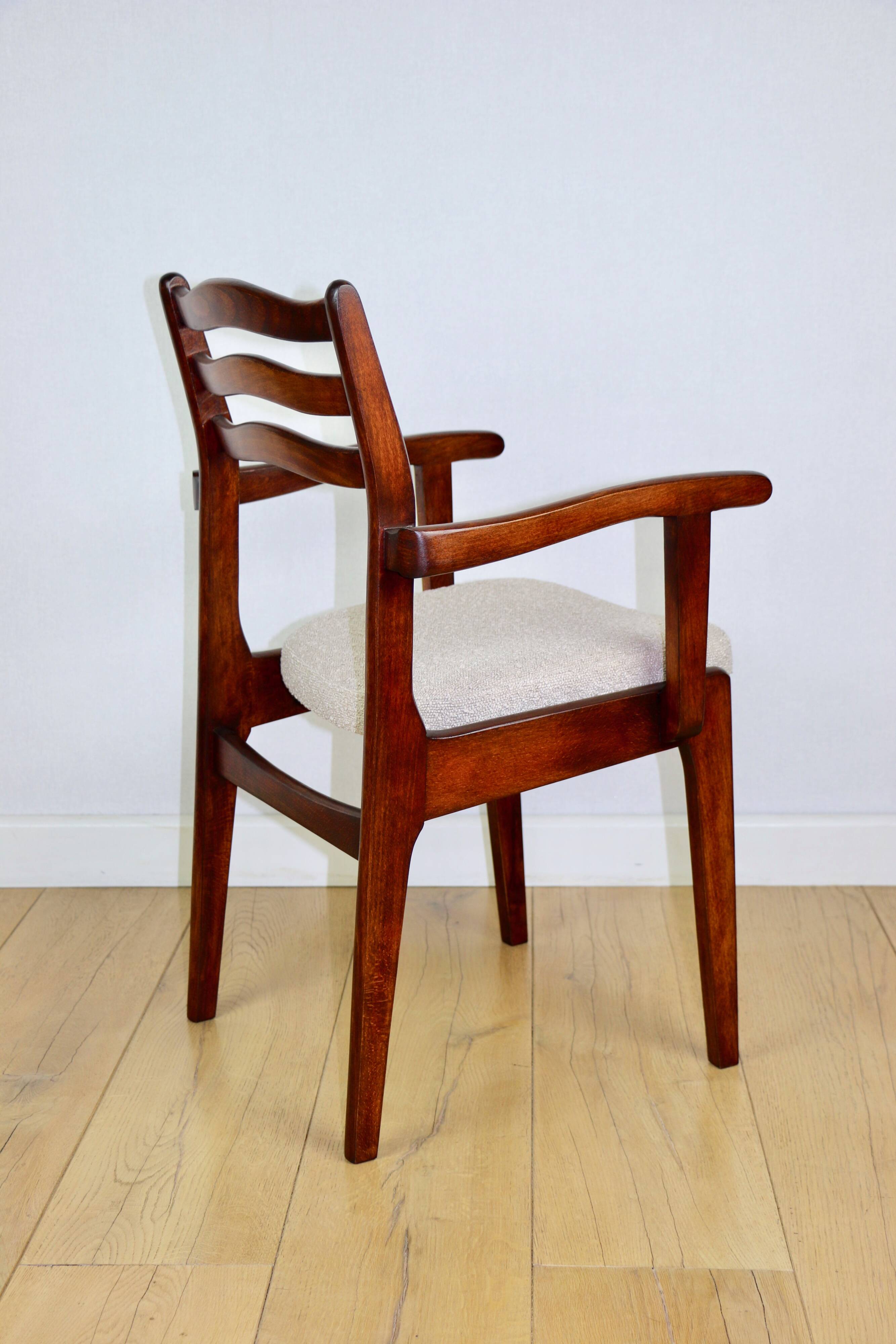 Office chairs vintage beige boucle - set of 3