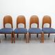 Vintage eetkamerstoelen Holstebro Denmark Teakhout nieuwe stoffering blauw